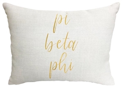 Gold Script Throw Pillow - Pi Phi