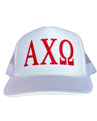 Alpha Chi Letters White Trucker