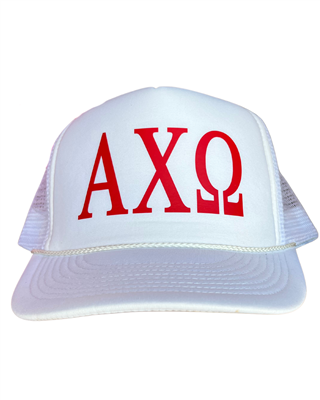 Alpha Chi Letters White Trucker