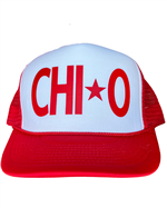 Chi Omega White-Red with Red Trucker