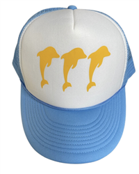 Tri Delta White-Lt. Blue Three Dolphin Trucker