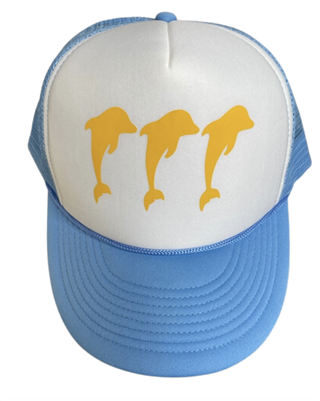 Tri Delta White-Lt. Blue Three Dolphin Trucker