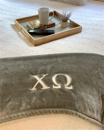 Grey Plush Blanket Chi Omega