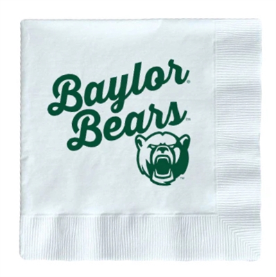 Baylor Beverage Napkins (white with bear)