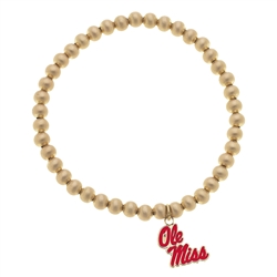 Gold Beaded Bracelet - Ole Miss