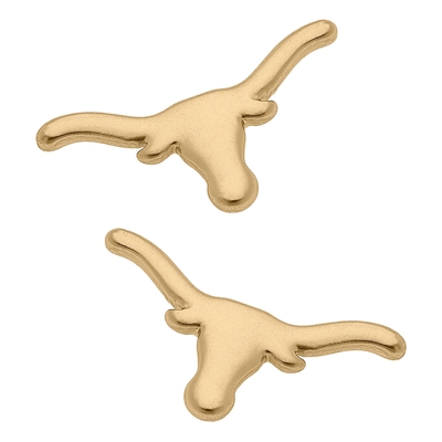 Stud Earrings - Longhorns (Gold)- 24k gold plated