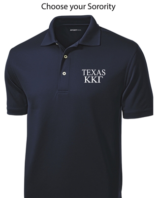 TEXAS Sorority Polo- Navy - Choose Sorority