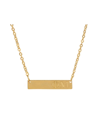 Sorority Gold Bar Necklace - Phi Mu