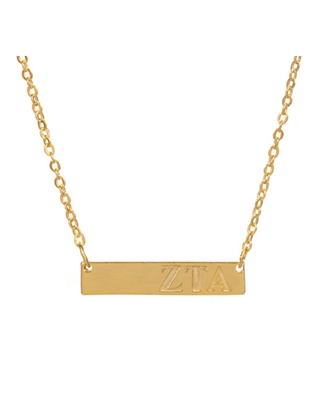 Sorority Gold Bar Necklace - Zeta