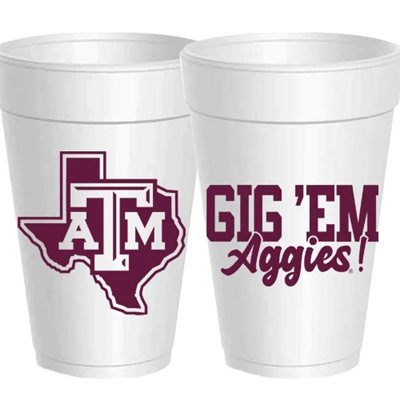 A&M Gig 'Em Styrofoam Cups