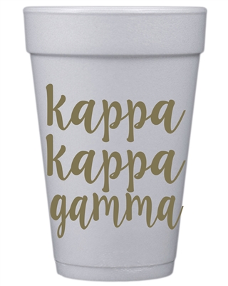 Gold Script Styrofoam Cups - Kappa