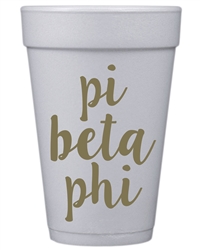 Gold Script Styrofoam Cups - Pi Beta Phi